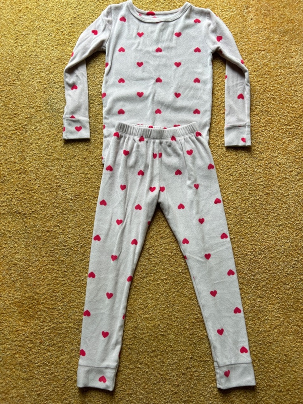 Cat & Jack Light Pink Long Sleeve Heart Print Pajama Set - Pink Hearts